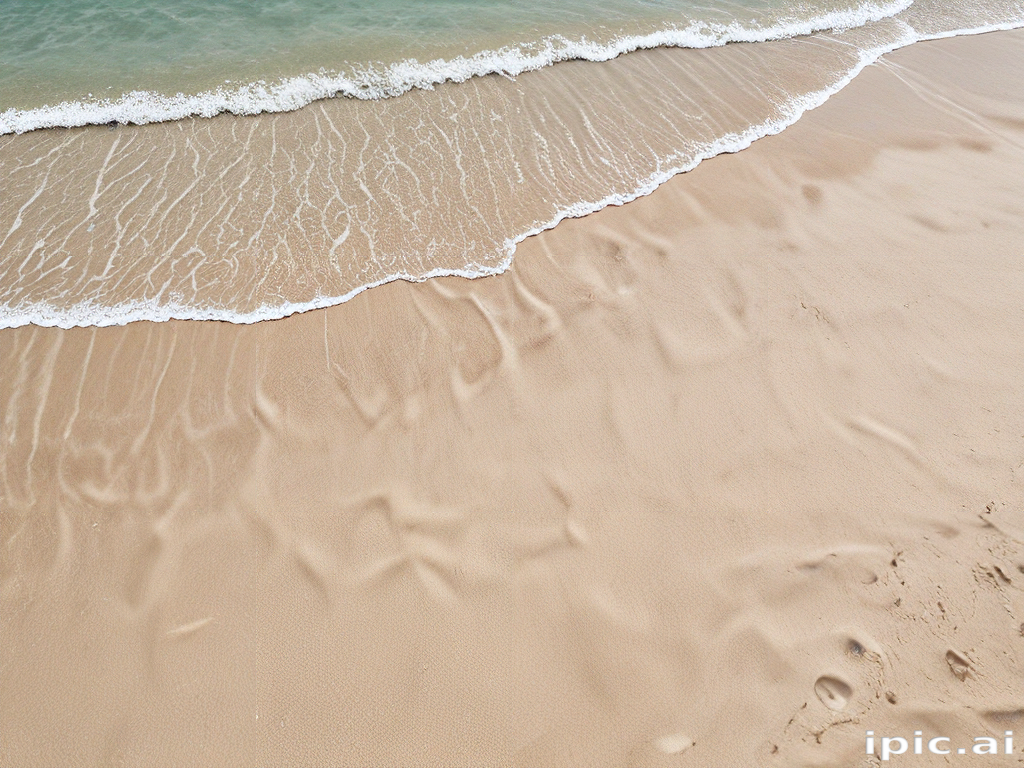 Serene Beach Scene with Gentle Waves Lapping at Soft Sandy Shore