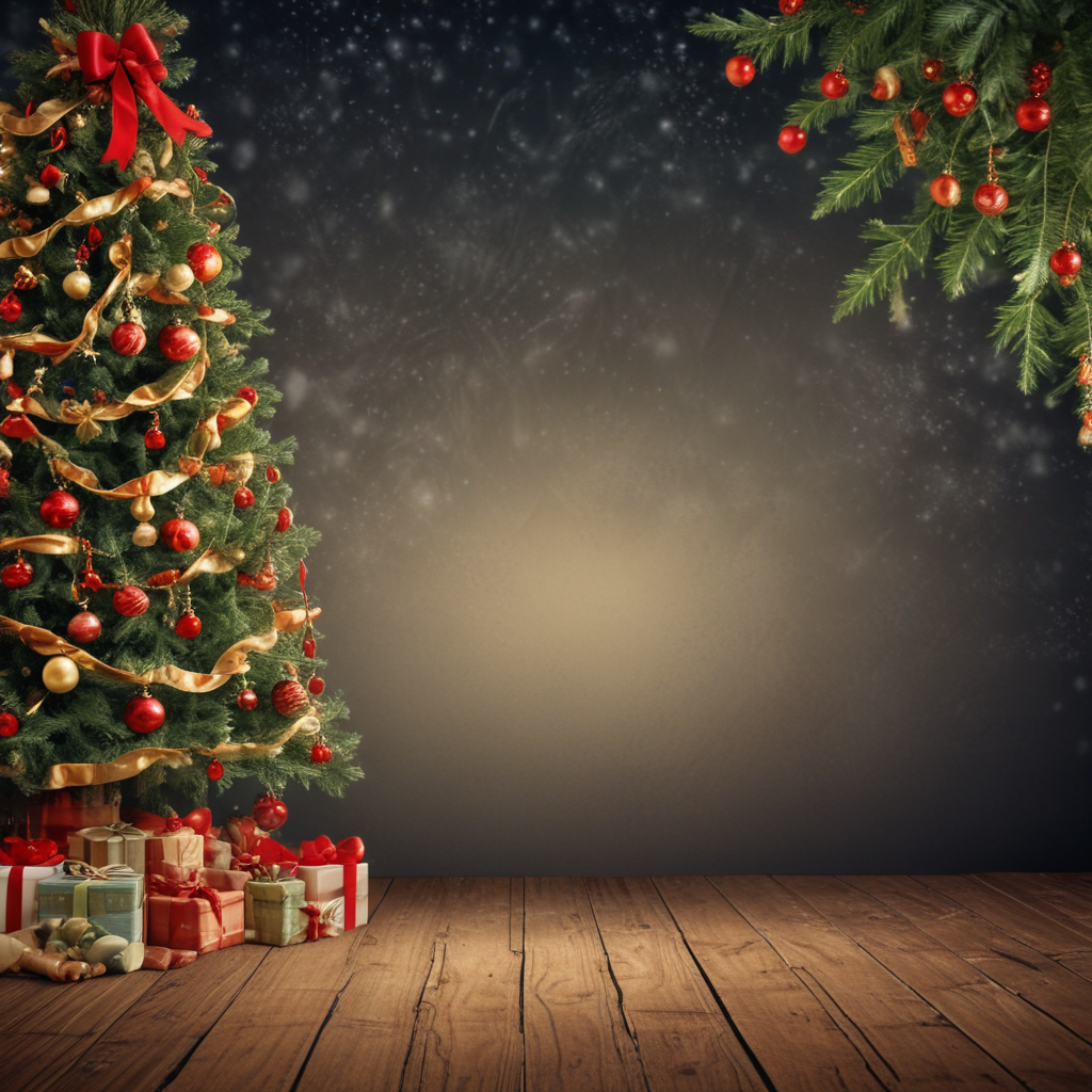 Festive Christmas Scene with Beautifully Decorated Tree and Gifts ...