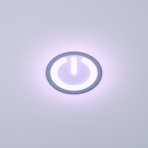 Generate a high-resolution image of a power button symbol on a plain background, using a DSLR camera with an f-stop of 2.8, ISO 100, shutter speed of 1/200 sec, captured from a top-down view with soft diffused lighting to enhance clarity and focus.