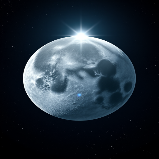 Generate a highly detailed illustration of a full moon with moon craters, a bright starburst effect, set against a deep space backdrop, using a DSLR camera with a 50mm lens, f/1.8 aperture, ISO 400, 1/125 sec shutter speed, in high resolution.