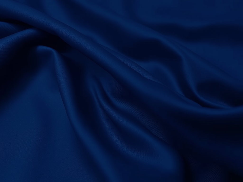 Create an abstract background of softly flowing dark blue fabric with gentle folds, captured with a Canon EOS R5, 50mm lens, aperture f/1.8, shutter speed 1/60s, ISO 200, in a soft focus style.