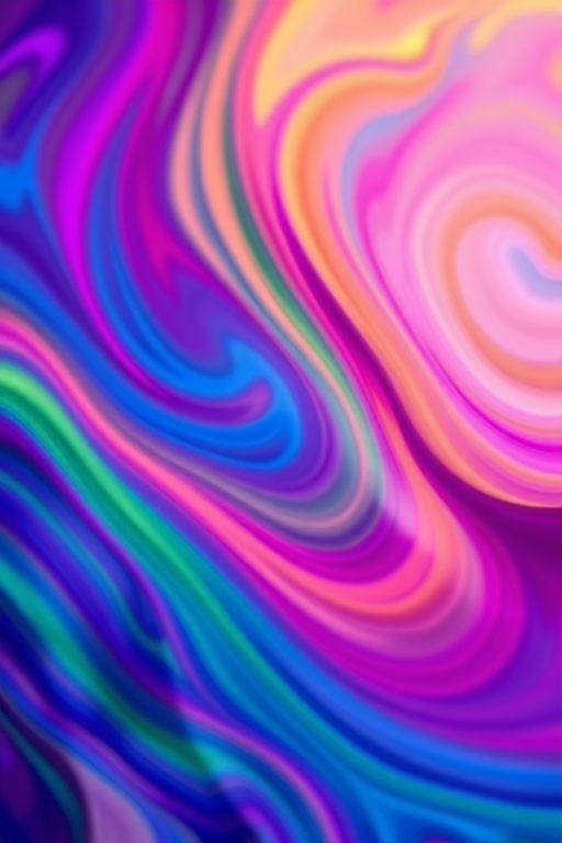 create a vibrant abstract image with swirling rainbow colors in a wavy pattern, shot with a Canon EOS R6, 50mm lens, f/1.8 aperture, ISO 100, 1/200 sec exposure, soft focus effect for a dreamy look