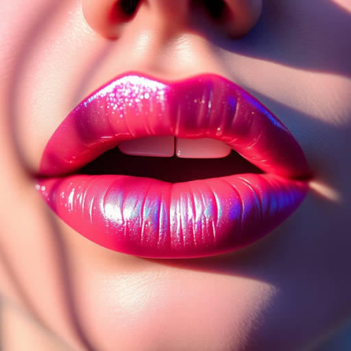 Ethereal iridescent "Mermaid's Whisper" lip topper transforms any lip color with a magical, color-shifting finish, creating a captivating play of light on smooth lips