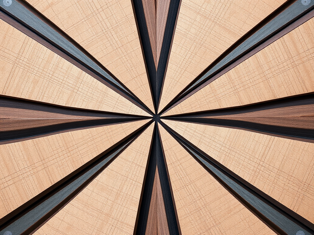 Capture an abstract geometric pattern with sharp lines and contrasting colors, using a Canon EOS R5, 50mm lens, f/1.8 aperture, 1/200 sec shutter speed, and ISO 200, at a top-down view, with soft lighting for enhanced texture and clarity.