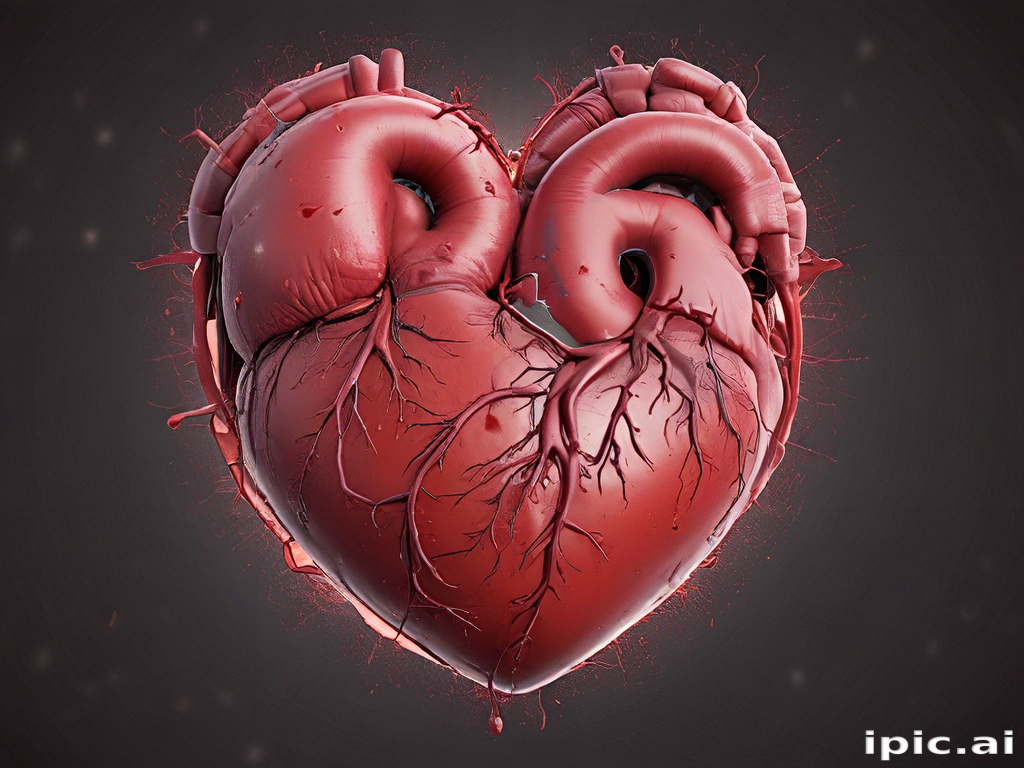 An Artistic Representation of a Heart Merging with Human Organs and Vessels