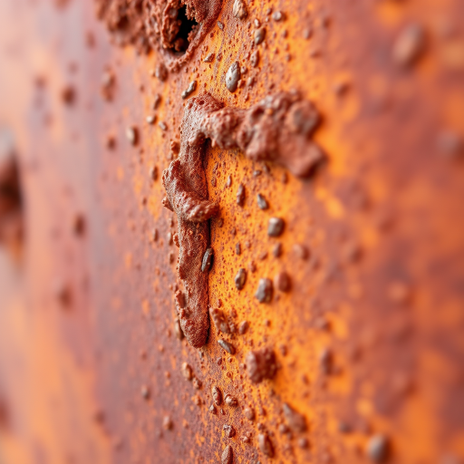 Close-up shot of textured rust surface with rich orange and brown hues, ISO 100, f/8 aperture, 50mm lens, natural lighting, macro photography.