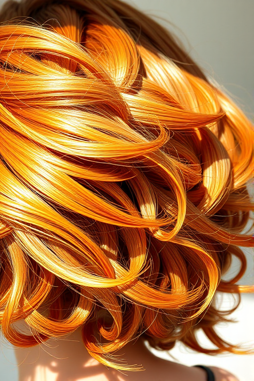 Create a highly detailed vector illustration of a textured, abstract hairstyle with wavy, leaf-like strands in a vibrant golden brown color, using a Canon EOS R5 camera with a 50mm f/1.8 lens at f/2.8, in natural lighting, capturing the image from a slightly elevated angle to enhance depth and dimension.