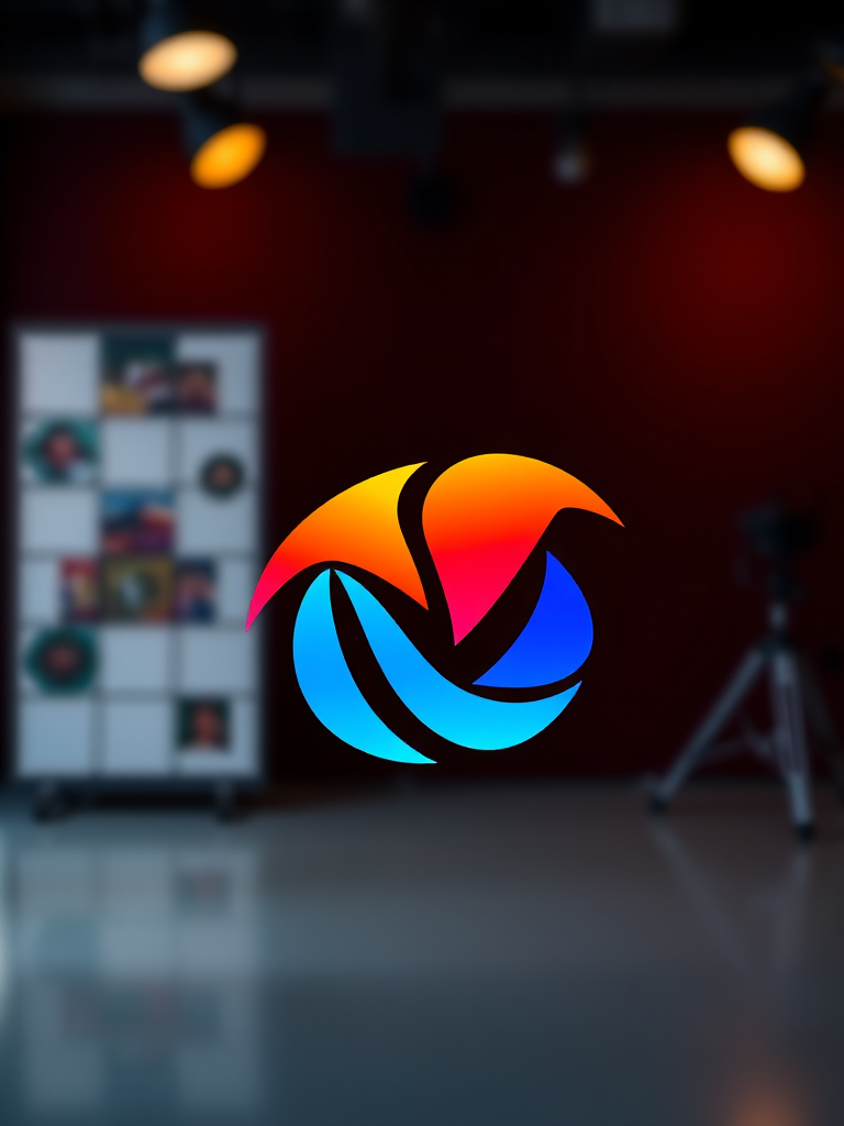 Generate a high-quality abstract logo design with a modern aesthetic, using a DSLR camera with a 50mm lens, f/1.8 aperture, ISO 100, and a shallow depth of field for a soft background blur, capturing vibrant colors and sharp details in a studio lighting setup.