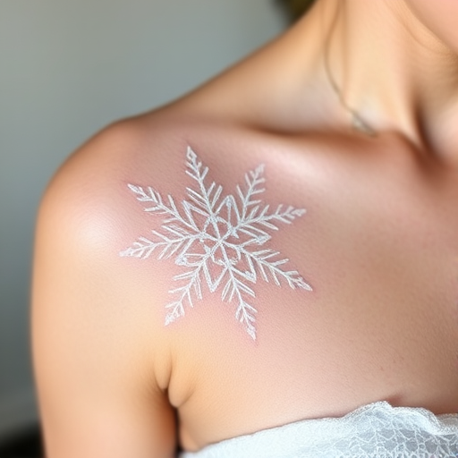 White ink tattoo known as "Ethereal Lace" featuring delicate, intricate patterns resembling fine lace or snowflakes, ideal for those seeking a subtle and elegant tattoo option