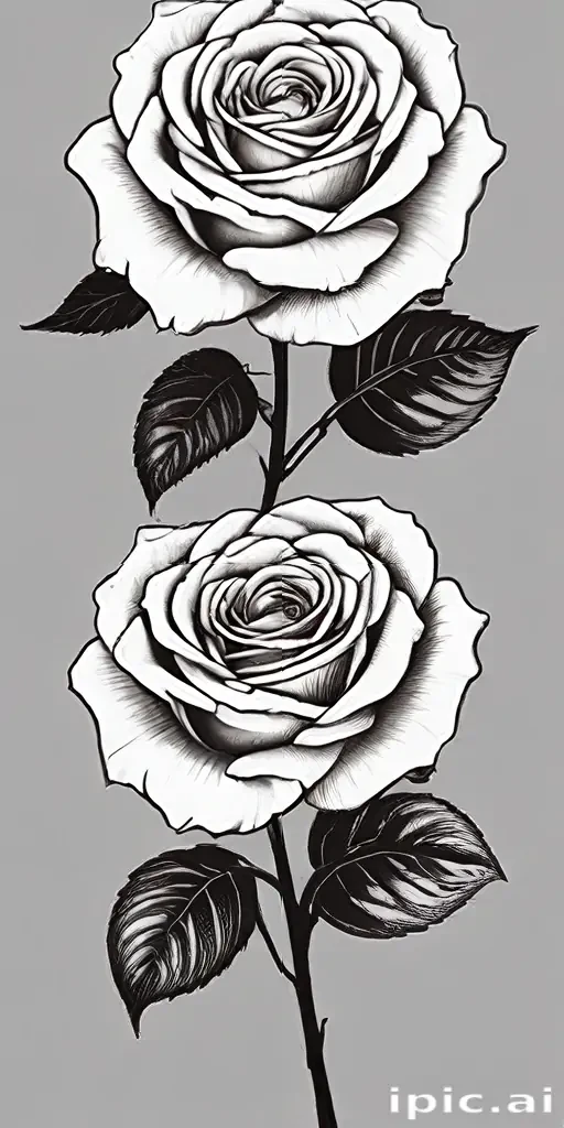 roses clipart black and white