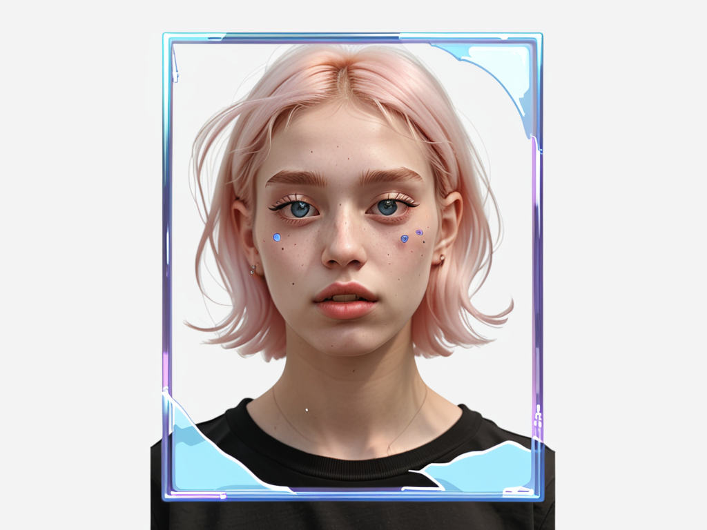Portrait of a Young Woman with Pink Hair and Unique Facial Art