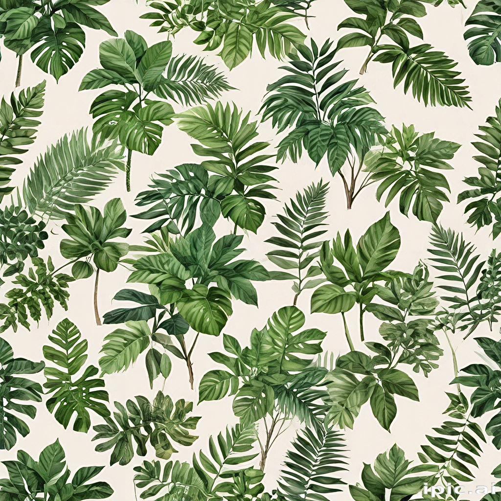 Lush Green Tropical Leaves Pattern Creating a Vibrant Natural Atmosphere.