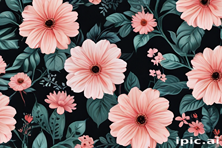 Delicate Pink Flowers Against a Dark Background with Lush Green Foliage