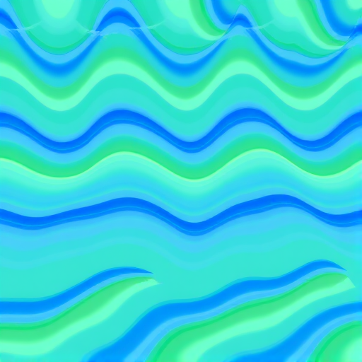 Create a vibrant abstract pattern of wavy lines in various shades of blue and green, captured from a slightly angled view with a DSLR camera using a 50mm lens at f/8, ISO 100, and a shutter speed of 1/125 sec for enhanced clarity and detail.