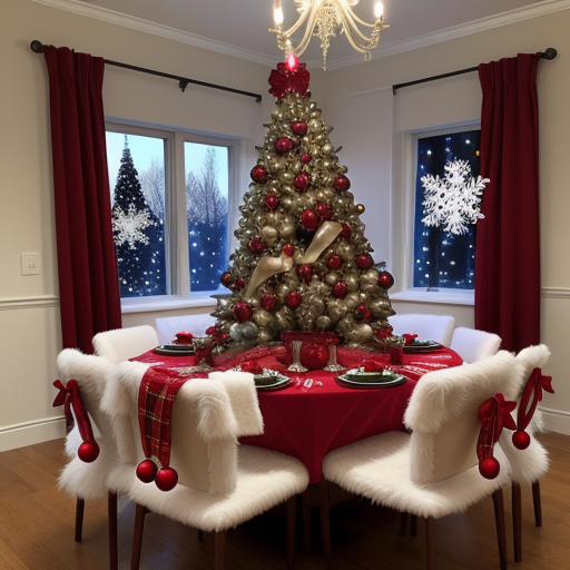 A Festively Decorated Dining Room Ready for a Joyful Holiday Celebration.