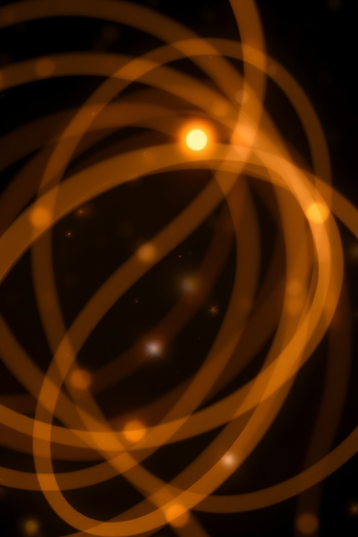 Create a high-resolution abstract image of swirling light trails with sparkling stars in a dark background using a DSLR camera, 50mm lens, f/1.8 aperture, ISO 100, shutter speed 1/125s, and a soft-focus effect for enhanced bokeh.