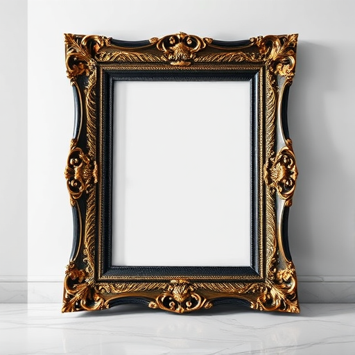 Regenerate an elegant black marble picture frame with ornate gold detailing, captured with a Canon EOS R5, 50mm f/1.2 lens, aperture set to f/2.8, ISO 100, natural lighting, and a soft focus background for enhanced depth.