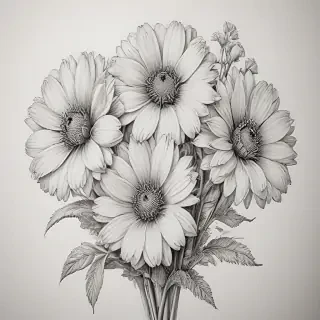 pencil drawn flowers