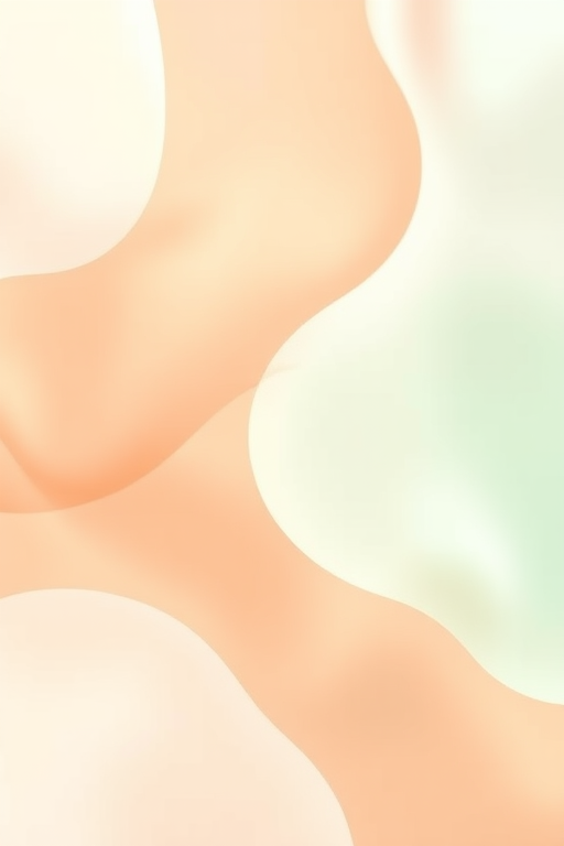 Create an abstract background with soft, flowing shapes in pastel colors such as peach, mint green, and beige, utilizing soft focus effect, aperture f/8, ISO 200, 50mm lens, shot in natural light, and captured with a DSLR camera.