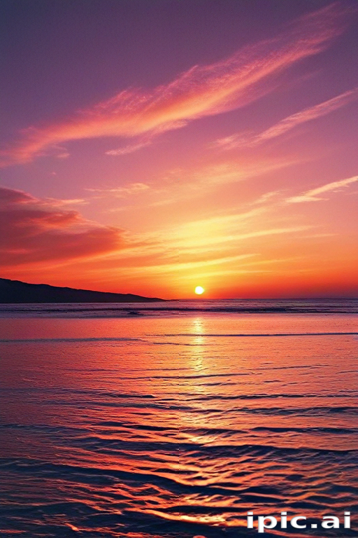 Stunning Sunset Over Calm Waters with Vibrant Colors Reflecting in Sky