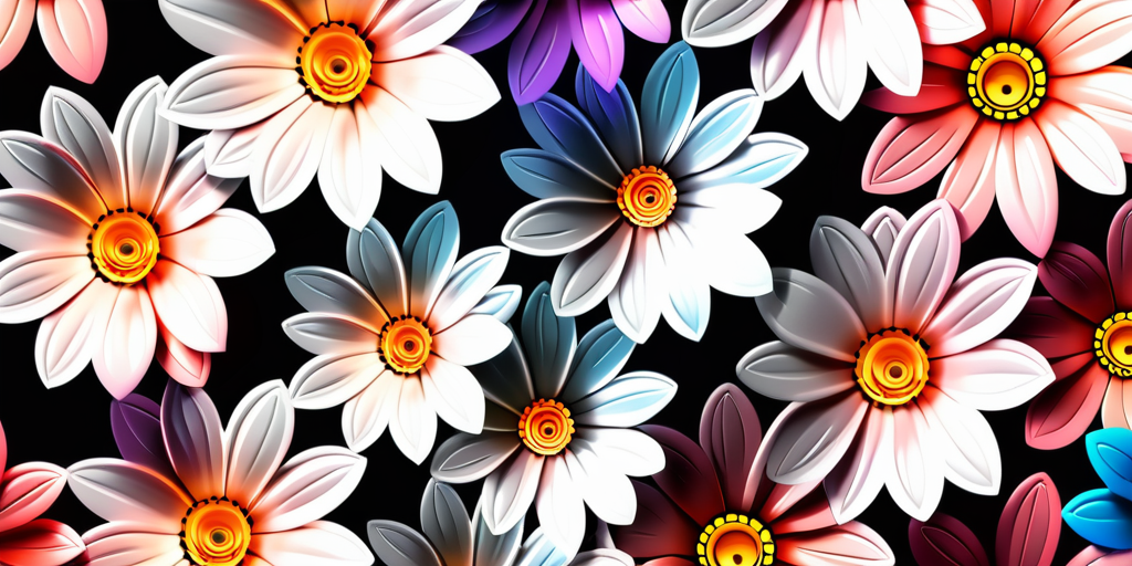 Vibrant Floral Pattern with Colorful Flowers on a Dark Background