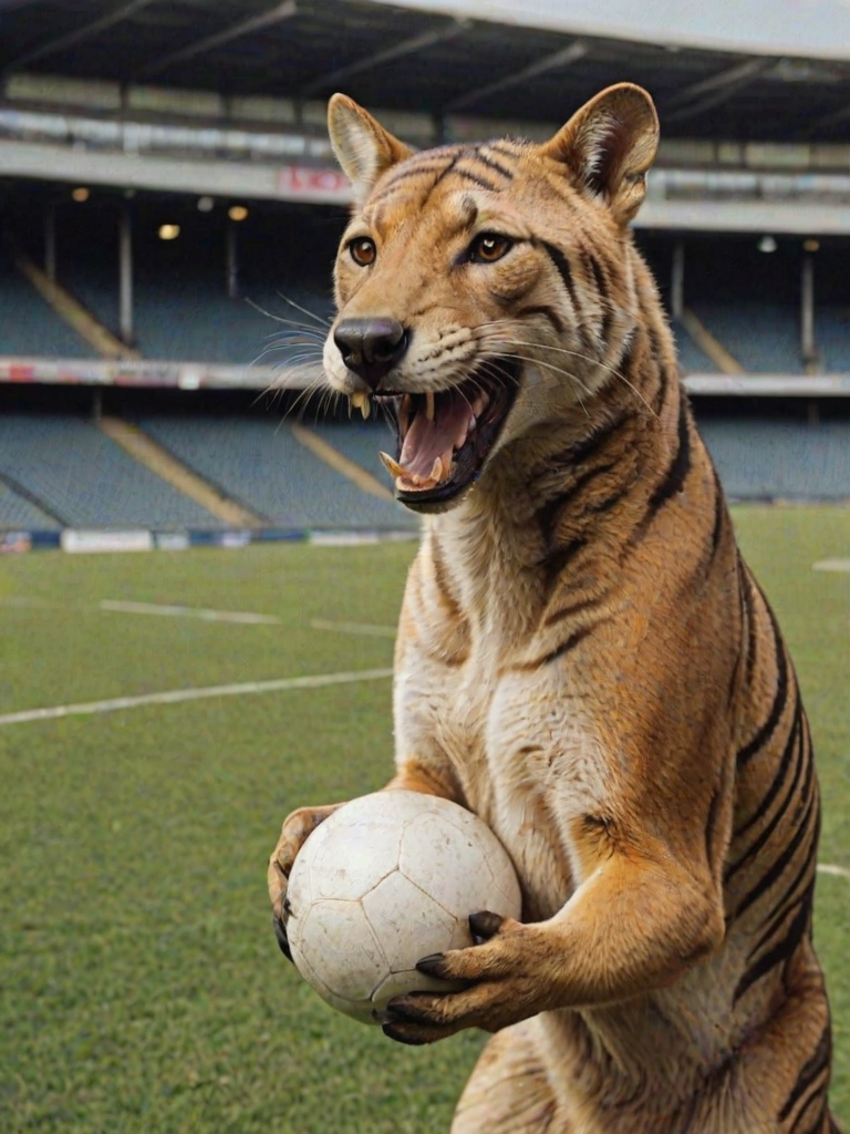 Thylacine in a football stadium