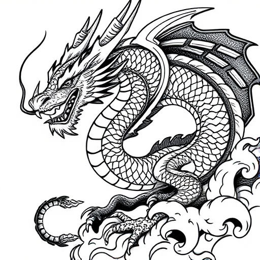 dragon black and white
