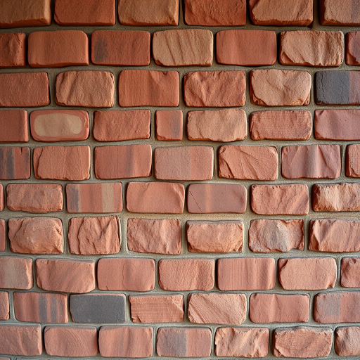 A high-resolution image of a textured brick wall, captured with a Canon EOS 5D Mark IV at f/8, 1/60 sec, ISO 100, shot from a straight-on perspective with a shallow depth of field to enhance the details and color richness.