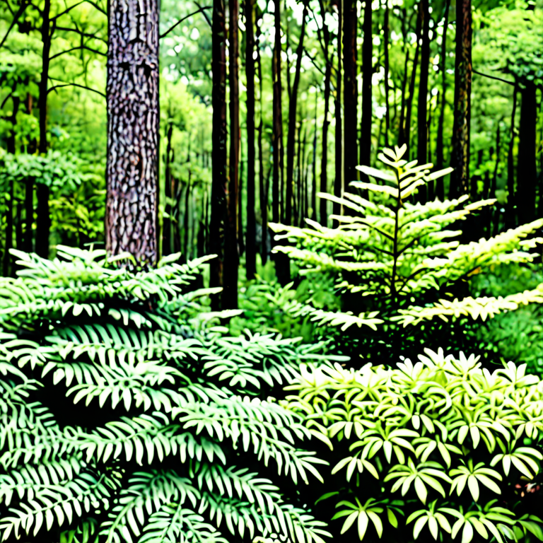 forest, trees, shrubs, bushes