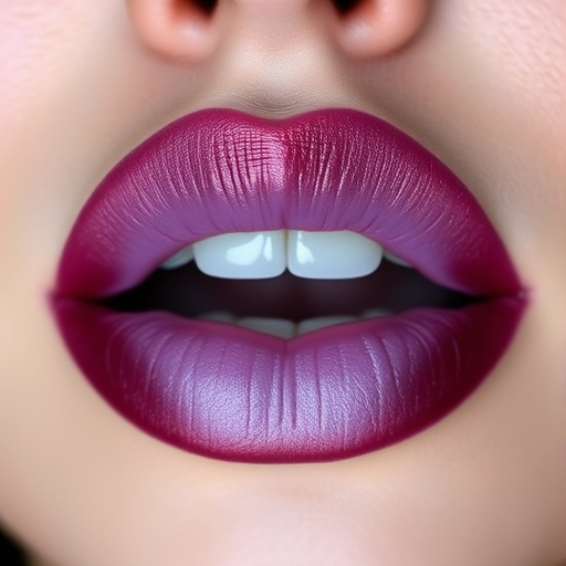 Dramatic ombre lips transitioning from deep plum to pale lavender, creating a mesmerizing and artistic look, with a touch of shimmer for added intrigue