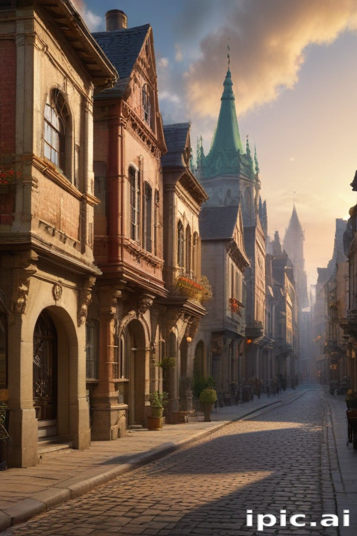 Charming Cobblestone Street with Historic Buildings Under a Soft ...