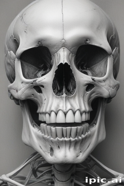 Detailed Anatomical Skull Model Showcasing Human Dental and Cranial ...