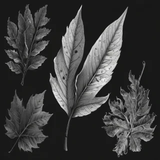 black and white leaf clip art