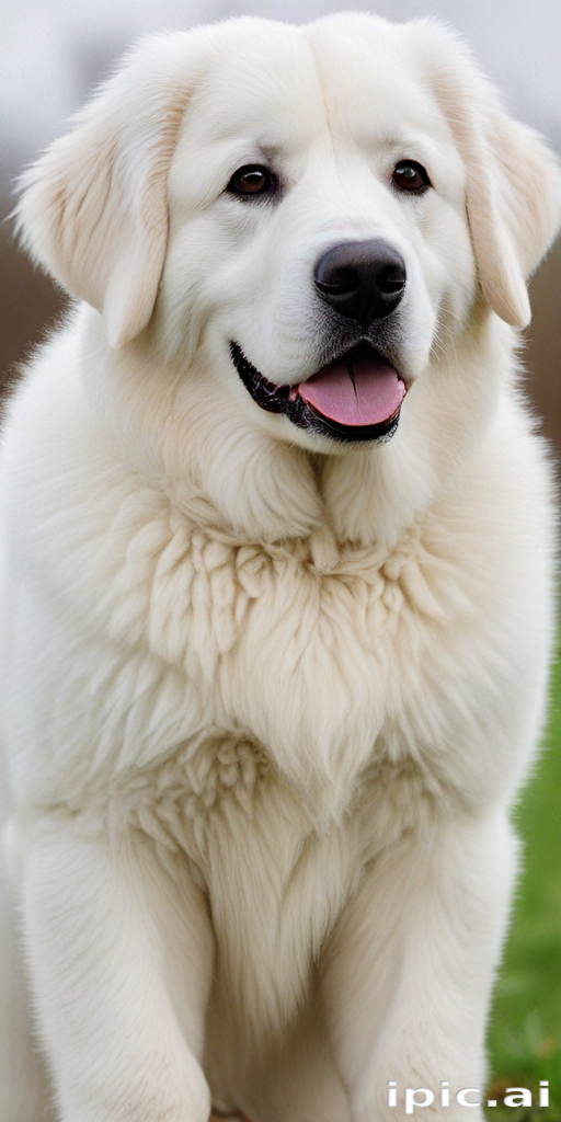 A Happy, Fluffy White Dog Sitting Gracefully in a Green Field.