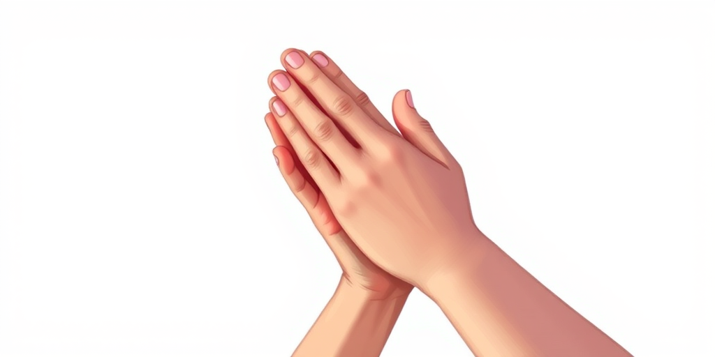 Create a high-resolution illustration of two hands clapping, viewed from a slightly elevated angle, using a digital painting style with soft shadows, and set the canvas size to 3000x3000 pixels.