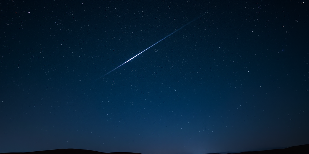 night sky filled with stars and a shooting star, captured with a Canon EOS R5, 24mm f/1.4 lens, ISO 800, aperture f/2.8, shutter speed 15 seconds, landscape view, long exposure photography