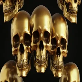 transparent gold skull