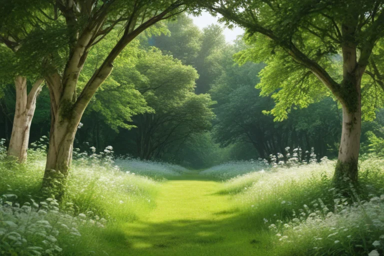 white and greenery background