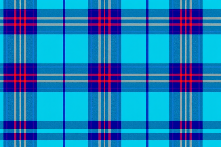 Create a high-resolution image of a blue and aqua plaid pattern with vivid colors, 50mm lens, f/2.8 aperture, 1/60 sec shutter speed, taken with a Canon DSLR at eye level for enhanced quality.