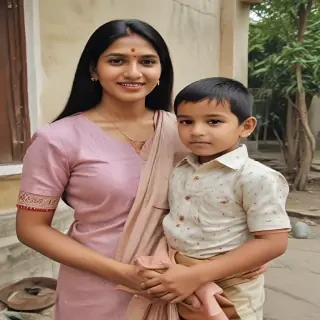 mom and son indian