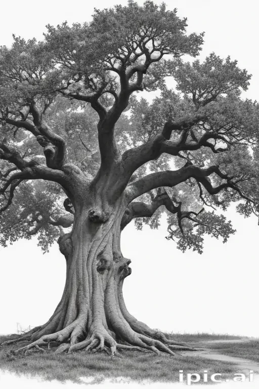 oak tree clipart black and white