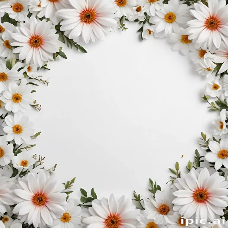 white background with flowers