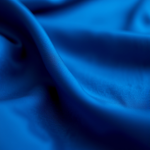 Generate a smooth flowing fabric texture with deep blue tones, soft focus, 50mm lens, f/2.8 aperture, shot from a low angle, using a DSLR camera for enhanced clarity and depth.