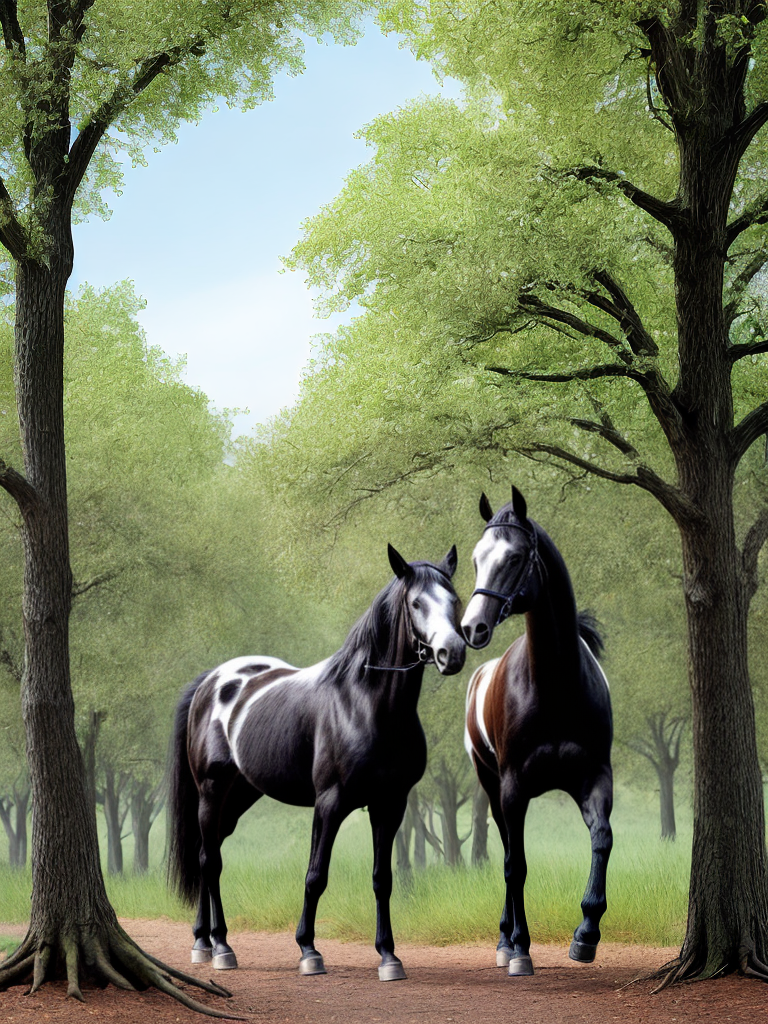 Hors With Rabbit BLACK HORSE AND WHITE RABBIT