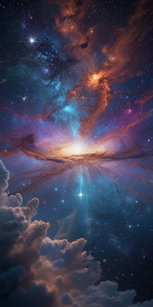 Majestic Cosmic Landscape: A Celestial Explosion Illuminating the Night Sky