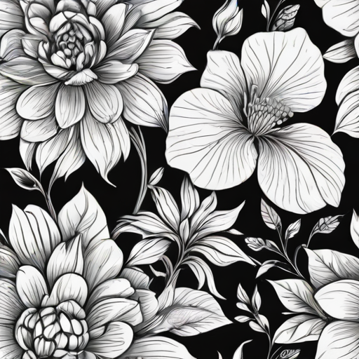 floral line art