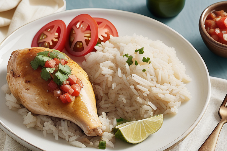 chicken and rice with salsa