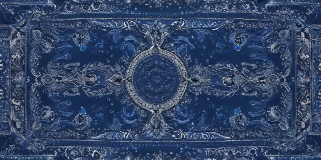 Fancy Silver Pattern Blue Intricate Blue and Silver Decorative Pattern with Elaborate Floral Designs