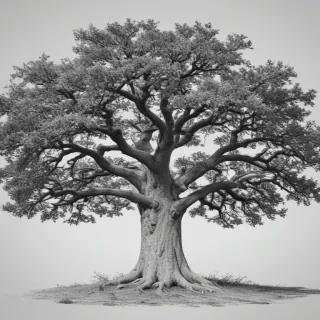 oak tree clipart black and white