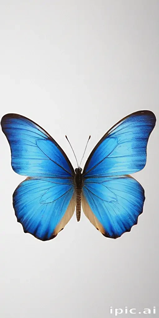 A Stunning Blue Butterfly Displaying Its Vibrant Wings Against a Light ...